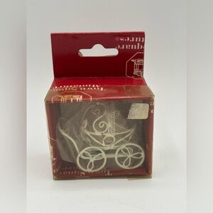 Town Squire Miniatures Dollhouse White Metal Baby Carriage New